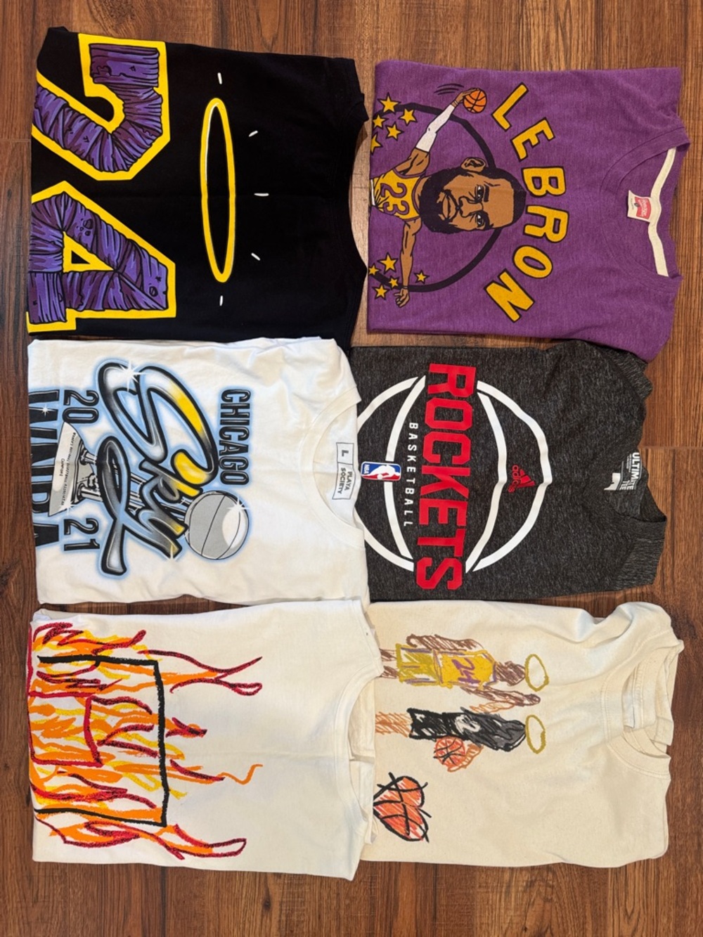 Men’s 6 T-Shirt Graphic Lot sz: L